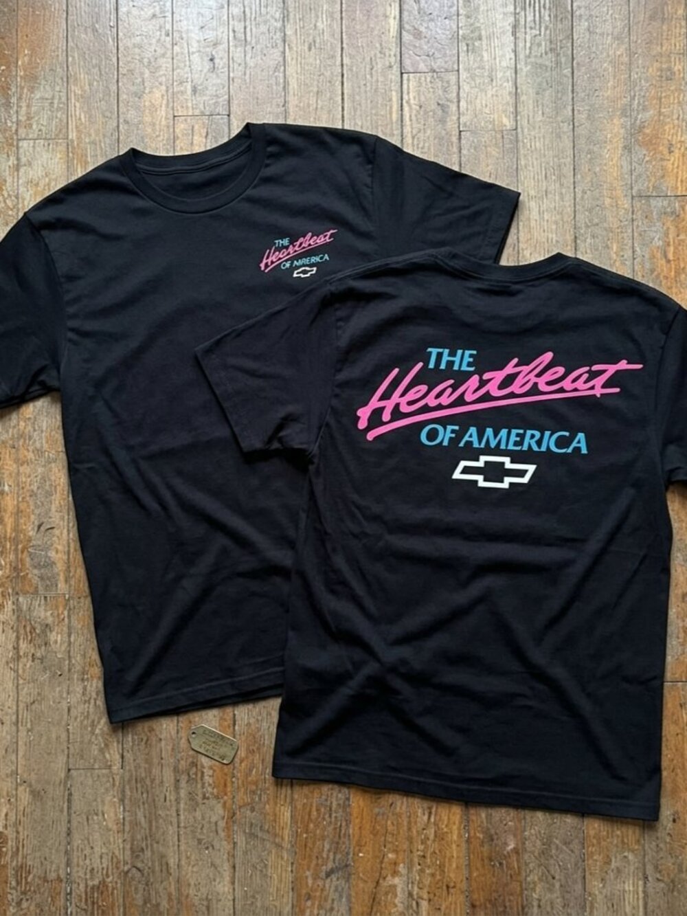 Vintage Chevrolet Heartbeat Of America Tee Retro Chevy Graphic Shirt 2 Side